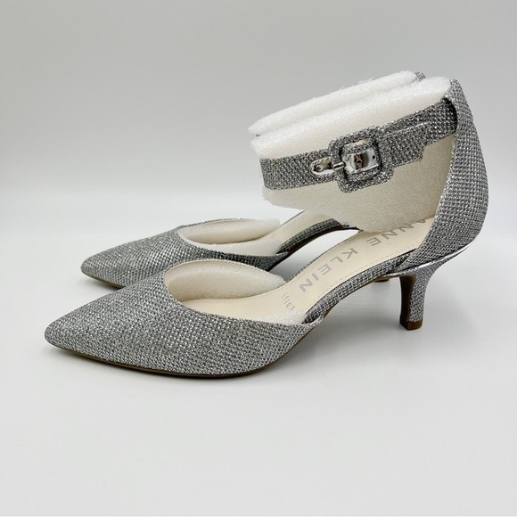 Anne Klein Womens Size 7 Fabulist Textured Silver Point Toe Heels Pumps Shoes - Picture 6 of 13